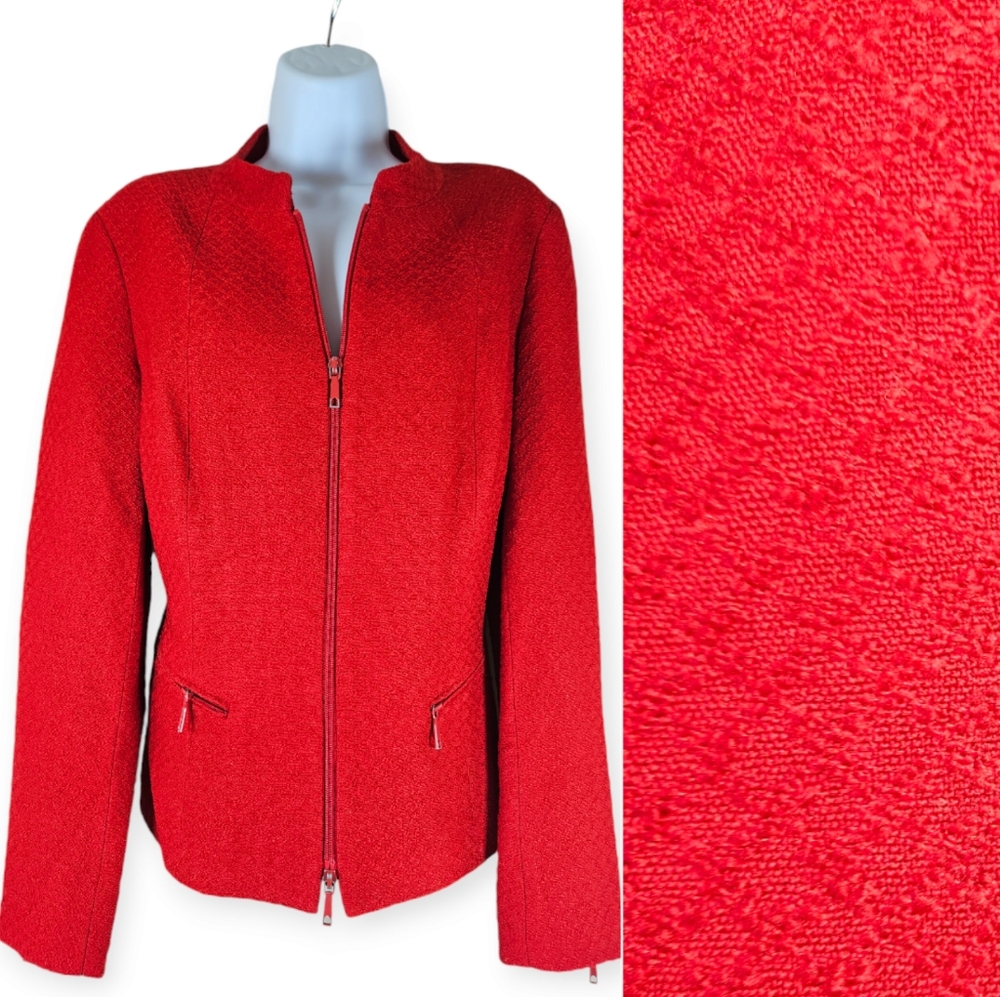 Lafayette 148 red textured blazer jacket Womens 8